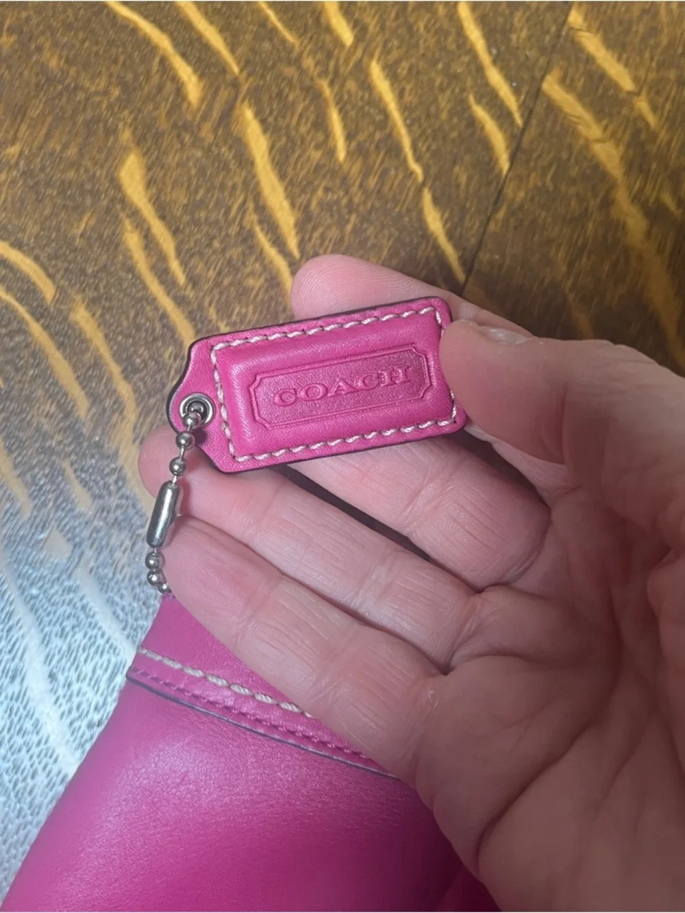 Coach Pleated Hot Pink Leather Large Wristlet Clutch